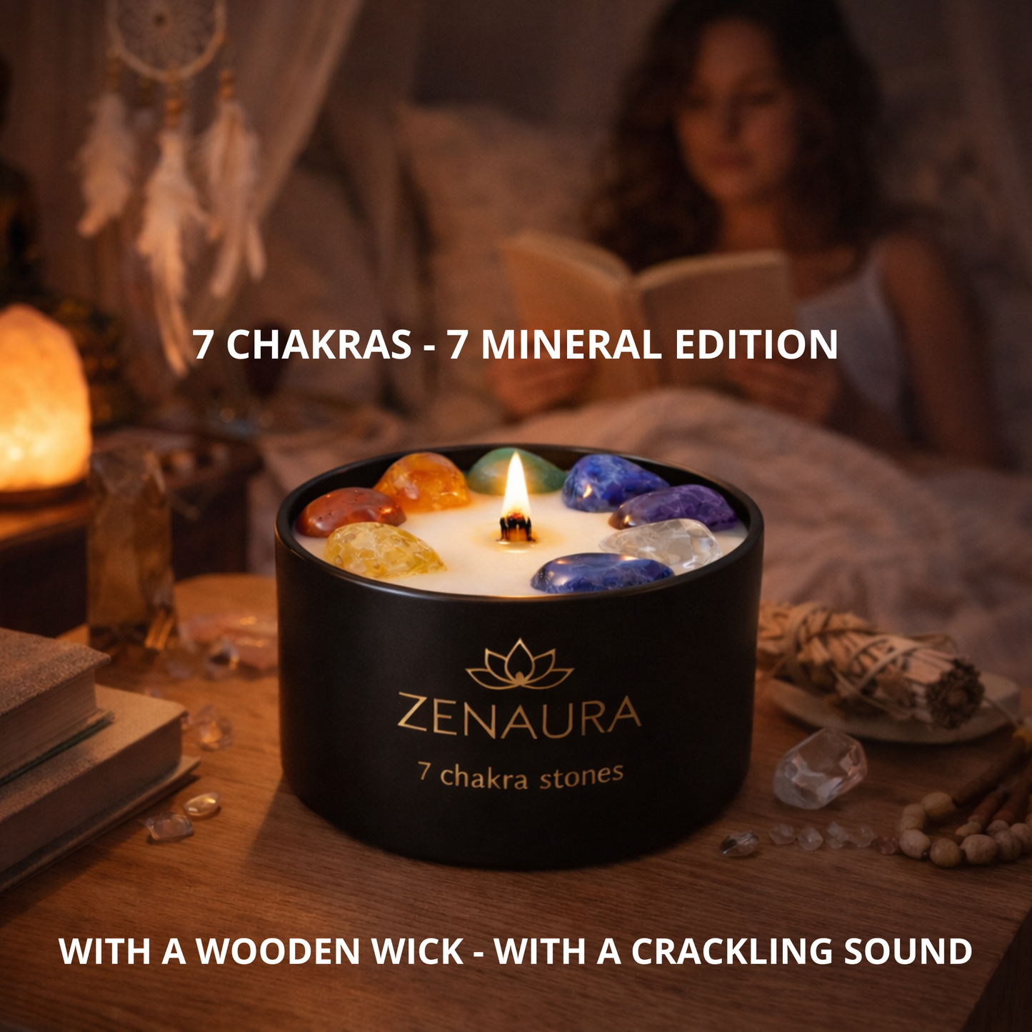 ZenAura - Amethyst Lavender Candle zenaurastones.com