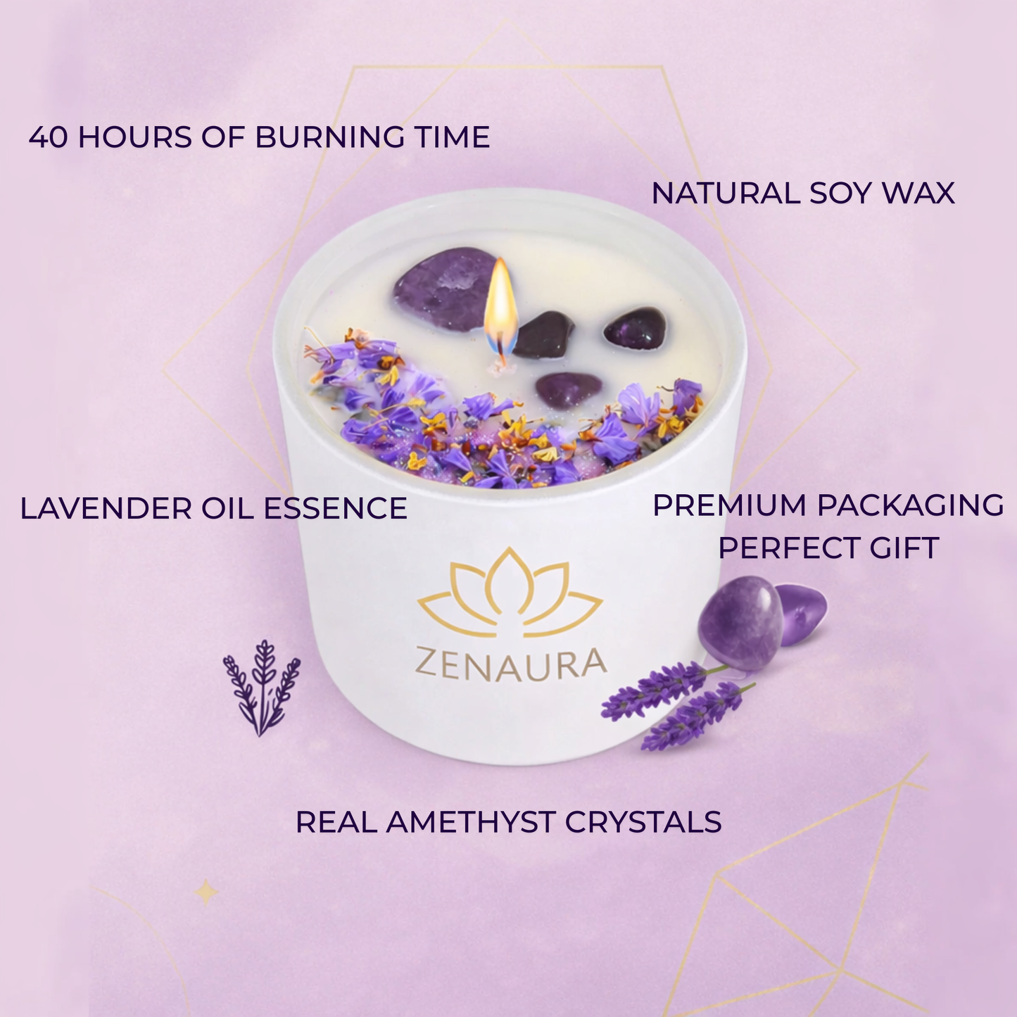 ZenAura - Amethyst Lavender Candle